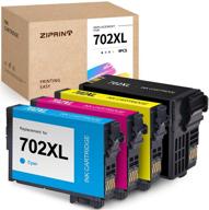 🖨️ ziprint переработанный картридж для принтера epson 702 702xl t702xl t702 - совместимый с workforce pro wf-3720 wf-3733 wf-3730 (4 штуки) логотип