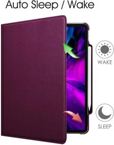 img 2 attached to Fintie Rotating Case for iPad Pro 12.9 4th Gen 2020 &amp; 3rd Gen 2018 - Purple | 360° Rotating Smart Stand Cover with Pencil Holder, Auto Sleep/Wake, Supports 2nd Gen Pencil Charging