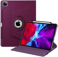 fintie rotating case for ipad pro 12.9 4th gen 2020 &amp; 3rd gen 2018 - purple | 360° rotating smart stand cover with pencil holder, auto sleep/wake, supports 2nd gen pencil charging logo