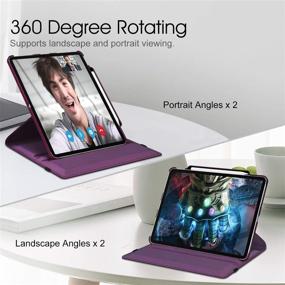 img 1 attached to Fintie Rotating Case for iPad Pro 12.9 4th Gen 2020 &amp; 3rd Gen 2018 - Purple | 360° Rotating Smart Stand Cover with Pencil Holder, Auto Sleep/Wake, Supports 2nd Gen Pencil Charging