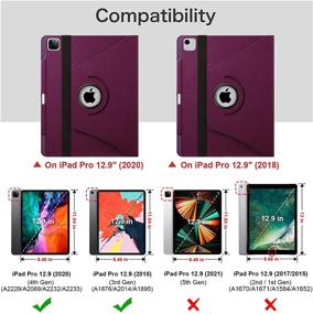 img 3 attached to Fintie Rotating Case for iPad Pro 12.9 4th Gen 2020 &amp; 3rd Gen 2018 - Purple | 360° Rotating Smart Stand Cover with Pencil Holder, Auto Sleep/Wake, Supports 2nd Gen Pencil Charging