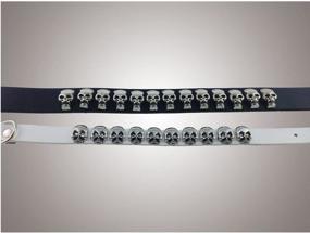 img 1 attached to Stock Show Pet Dog PU Leather Collar: Fashionable Skull Studded Adjustable Necklace for Halloween Costume - Small Medium Large Breeds - Black/White