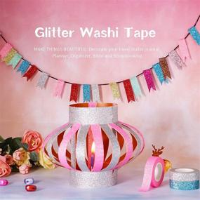 img 1 attached to 🎨 10 Rolls of Manzawa Glitter Washi Tape Set - 15mm Masking Tape for DIY Crafts, Scrapbooking, and Designs