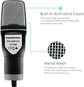 img 1 attached to 🎙️ SOONHUA 3.5MM Plug and Play Condenser Microphone with Desktop Stand for Gaming, YouTube Video, Recording Podcast, Studio – PC, Laptop, Tablet, Phone, Computer Mic