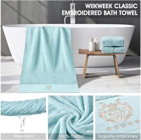 img 3 attached to 🛀 WIIKWEEK Luxury 100% Cotton Bath Towels Set - 27x54 Inch Soft Ring Spun Cotton Towel for Gym, Spa, Hotel - Highly Absorbent & Durable Bathroom Towels - Machine Washable - 2-Pack