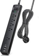 💡 10 ft power strip surge protector with 5 outlets, 3 usb ports & flat plug – overload surge protection for home, office, and hotel use логотип