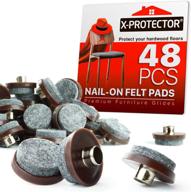 nail on felt pads x-protector - 48 furniture feet chair pads – 1&#34; felt pads for furniture legs - floor protectors for hardwood floors - best heavy duty chair felt pads! logo