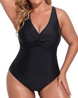 👙 aqua eve women's plus size one piece swimsuits: v-neck tummy control front cross swimwear logo