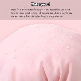 img 2 attached to 💦 Stay Stylish and Dry - 2 Piece Adjustable Bow-knot Shower Caps for Women and Girls - Reusable, Waterproof, and Travel-Friendly! (Pink & Black)