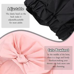 img 3 attached to 💦 Stay Stylish and Dry - 2 Piece Adjustable Bow-knot Shower Caps for Women and Girls - Reusable, Waterproof, and Travel-Friendly! (Pink & Black)