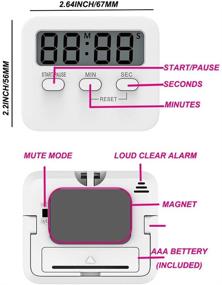 img 4 attached to 🕒 KNIGHTSPED Large Digital Kitchen Timer with Loud Countdown Alarm - Ideal for Cooking, Baking, Sports Games, Office, Classroom, Bathroom - Magnetic Backing and Stand - Suitable for Teachers, Kids - Includes AAA Battery (Pack of 2)