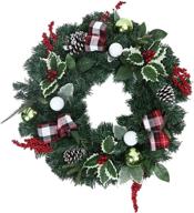 🎄 exquisite 24inch christmas wreath: festive front door garland with berries, snowy pine branches, and pine cones for a merry christmas & winter welcome! логотип