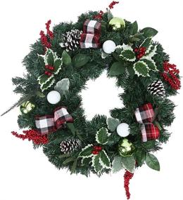 img 3 attached to 🎄 Exquisite 24inch Christmas Wreath: Festive Front Door Garland with Berries, Snowy Pine Branches, and Pine Cones for a Merry Christmas & Winter Welcome!