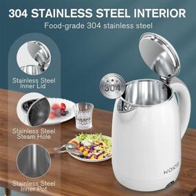 img 3 attached to KOIOS 1.8L 304 Stainless Steel Electric Kettle: Fast Boiling Water Pot with Auto Shut-Off & Scald Protection - BPA Free, White