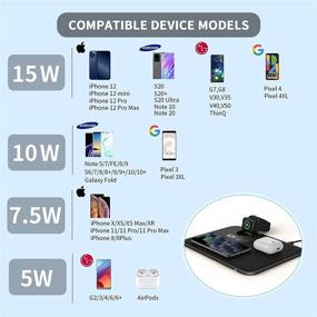 img 2 attached to 🔌 OXX 3-в-1 Беспроводная зарядная станция, до 15W, совместимая с Qi для iPhone 12/11 Pro/Pro Max/X/8, iwatch 5/4/3/2/1, Airpods/2/Pro и Qi-совместимые телефоны (адаптер переменного тока не включен)