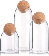 🍯 suwimut 3 pack glass jar with airtight seal wood lid ball: clear candy jar mason jars for food storage, 500ml, 900ml, 1200ml логотип