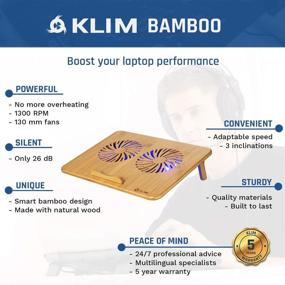 img 3 attached to 💻 Ultimate Comfort and Cooling with KLIM Bamboo Laptop Cooling Pad - Adjustable Fans, Bamboo Structure, Perfect for 10”-15.6” Laptops - Includes Extra USB Port