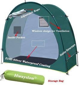 img 2 attached to 🏕️ Hwayslon 2021 Upgrade Bike Tent: Portable Outdoor Storage Shed for Bicycles - Waterproof, Green, with Window!