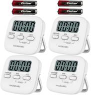 ⏲️ efficient 4 pack haobaimei digital kitchen timer: simple operation, count up/down, loud alarm, low energy, magnetic backing, stand, white (batteries included) logo