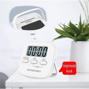 img 1 attached to ⏲️ Efficient 4 Pack HAOBAIMEI Digital Kitchen Timer: Simple Operation, Count Up/Down, Loud Alarm, Low Energy, Magnetic Backing, Stand, White (Batteries Included)