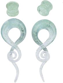 img 4 attached to 🌟 Glow in the Dark Ear Glass: Spiral Tapers Plugs Tunnels Expander Hanger Gauges Earrings - Premium Jewelry Set for Stretching Body Piercings