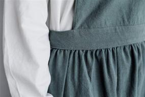 img 2 attached to Japanese Vintage Cute Apron Dress: Cross Back Pinafore Apron for Women 🎀 with 2 Pockets - Ideal for Cooking, Painting, and Gardening (Grey Green, Regular Size)