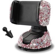 🚗 bling car phone mount for women - universal crystal car phone holder, 360° adjustable - dashboard/windshield/vent clip compatible (pink) logo