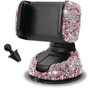 img 1 attached to 🚗 Bling Car Phone Mount for Women - Universal Crystal Car Phone Holder, 360° Adjustable - Dashboard/Windshield/Vent Clip Compatible (Pink)