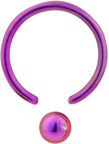 img 3 attached to 🔮 The Perfect Fit: Forbidden Body Jewelry Purple IP Plated Captive Bead Hoop Ring - Surgical Steel CBR 14G 1/2 Inch