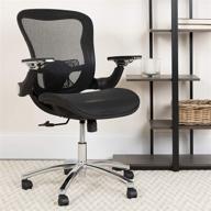 transparent black mesh executive swivel ergonomic office chair by flash furniture - mid-back with synchro-tilt, height adjustable flip-up arms logo