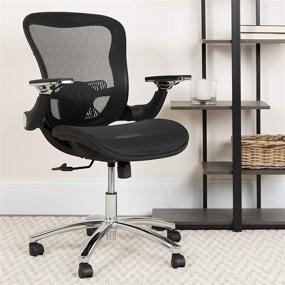 img 4 attached to Transparent Black Mesh Executive Swivel Ergonomic Office Chair by Flash Furniture - Mid-Back with Synchro-Tilt, Height Adjustable Flip-Up Arms