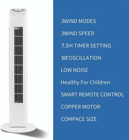 img 3 attached to Antarctic Star Oscillating Tower Fan - Quiet Cooling, Remote Control, Powerful Standing Fan with 🌀 3 Speeds and Wind Modes - Bladeless Floor Fans, Portable Fan for Children, Office, Kitchen, Bedroom (White)