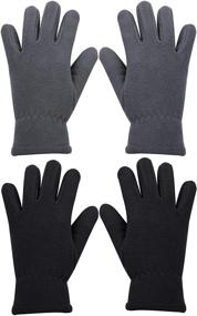img 4 attached to 🧤 Cooraby Kids Winter Gloves - 2 Pairs of Polar Fleece Warm Gloves for Cold Weather Supplies