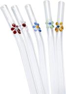 🍹 strawgrace bent handmade glass straws with coloured blossoms - set of 5 with cleaning brush - independently tested in de - glass drinking straws, 23 cm x 8 mm - ideal for cocktails, smoothies, and more logo