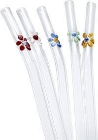 img 4 attached to 🍹 STRAWGRACE Bent Handmade Glass Straws with Coloured Blossoms - Set of 5 with Cleaning Brush - Independently Tested in DE - Glass Drinking Straws, 23 cm x 8 mm - Ideal for Cocktails, Smoothies, and More