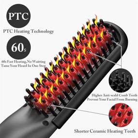 img 3 attached to Ultimate Beard Straightener: Quick Heated Comb Brush for Men - Perfect for Travel, Home or On-The-Go Styling!