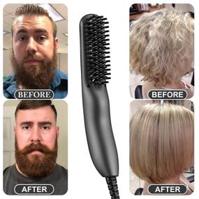 img 2 attached to Ultimate Beard Straightener: Quick Heated Comb Brush for Men - Perfect for Travel, Home or On-The-Go Styling!