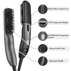 img 1 attached to Ultimate Beard Straightener: Quick Heated Comb Brush for Men - Perfect for Travel, Home or On-The-Go Styling!