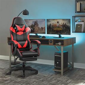 img 3 attached to YSSOA High Back Computer Leather Desk Mesh Ergonomic Swivel Task Chair with Headrest, Lumbar Support, and Footrest - Red - Gaming Office Improved SEO