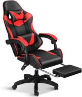 yssoa high back computer leather desk mesh ergonomic swivel task chair with headrest, lumbar support, and footrest - red - gaming office improved seo логотип