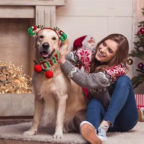 img 1 attached to 🐾 Christmas Pet Costume Set: 4-Piece Dog Headbands Bandana Scarf, Santa Dress & Xmas Accessories for Cat, Puppy - Perfect Holiday Outfit!