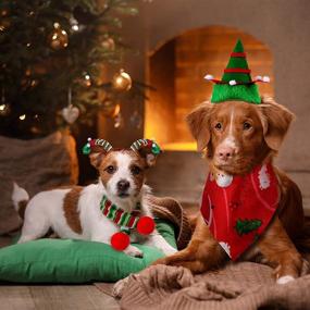 img 3 attached to 🐾 Christmas Pet Costume Set: 4-Piece Dog Headbands Bandana Scarf, Santa Dress & Xmas Accessories for Cat, Puppy - Perfect Holiday Outfit!