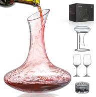 🍷 gezzeny wine decanter set - 50oz crystal wine carafe with red wine accessories: 1.5l decanter, two wine glasses, cleaning beads, drying stand - wine gifts for men/women логотип