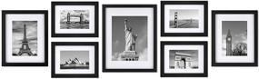 img 4 attached to 🖼️ One Wall Multi Pack Black Wood Frames: 7-Piece Gallery Wall Kit with Tempered Glass, Tabletop or Wall Display - Includes 11x14, 8x10, and 6x8 Frames with Mats