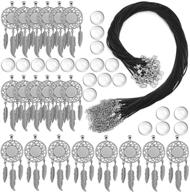 obsede 60pcs pendant bezels clear cabochon domes and chain set for photo pendant resin craft jewelry making + bonus dreamcatcher trays & glass cabochons – perfect kit for creative diy jewelry projects! logo