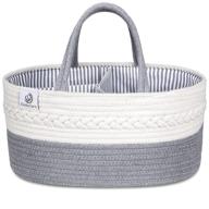 kiddycare baby diaper caddy organizer: stylish rope nursery storage bin with 100% cotton canvas - portable diaper storage basket for changing table & car - perfect baby shower gift логотип