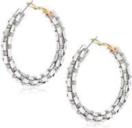 💎 nlcac sparkly bohemian glitter resin rhinestone wrapped hoop dangle earrings for women and girls logo