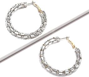 img 3 attached to 💎 NLCAC Sparkly Bohemian Glitter Resin Rhinestone Wrapped Hoop Dangle Earrings for Women and Girls