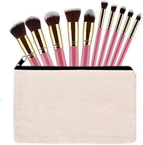 img 2 attached to Pack of 10 Blank Canvas Makeup Bags Cosmetic Pouches with Zipper - 9.1 × 5.9 inch