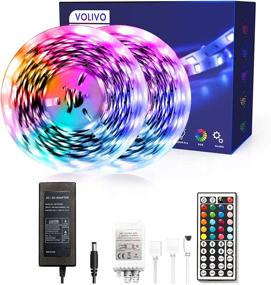 img 4 attached to 🌈 VOLIVO 32.8ft LED Strip Lights - 2 Rolls of 16.4ft 300 LEDs RGB 5050 Lights for Bedroom - Flexible Color Changing with 44 Key IR Remote - Home Kitchen Bed Decoration